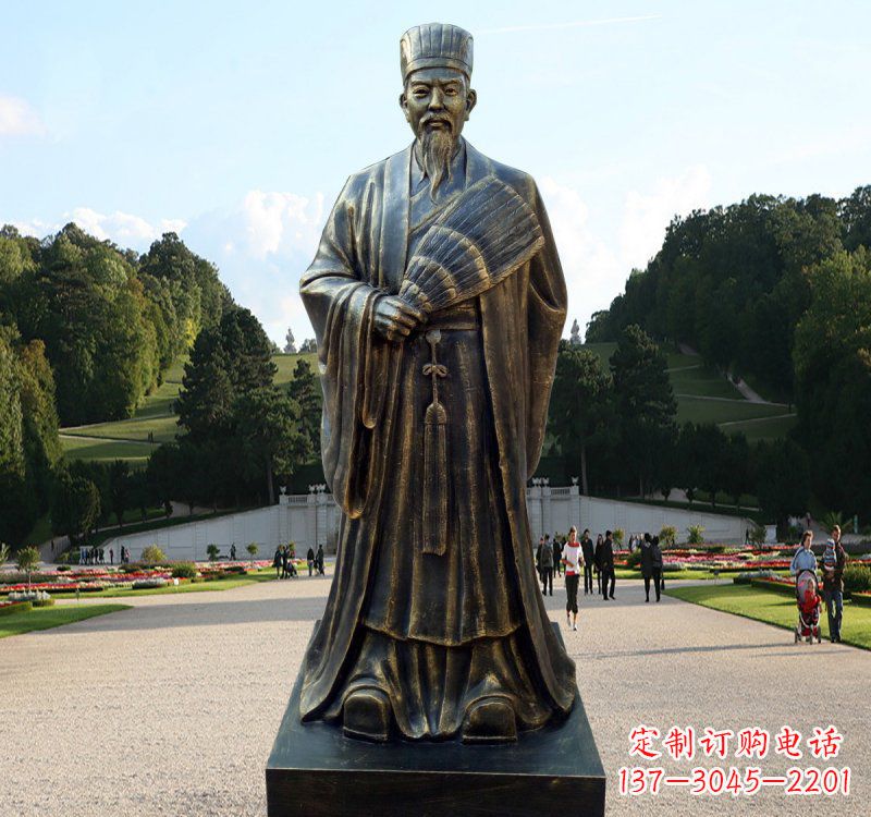 绵阳校园古代名人诸葛亮铜雕