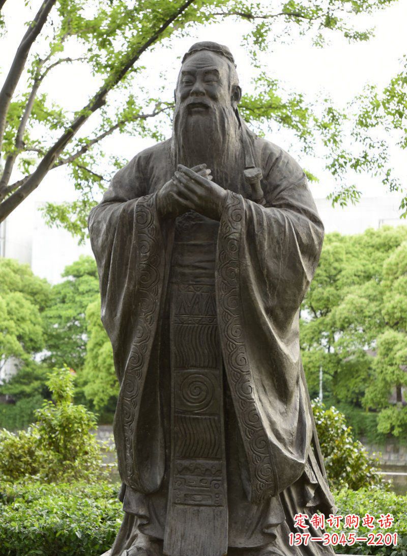 绵阳校园孔子行教像铜雕 (2)
