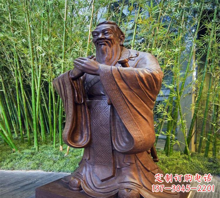 绵阳校园孔子行教像铜雕