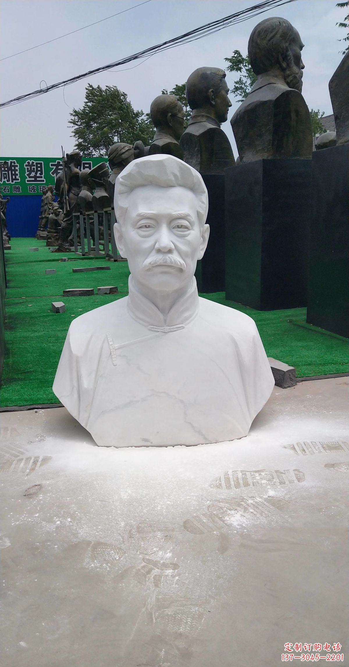 绵阳校园名人汉白玉鲁迅头像