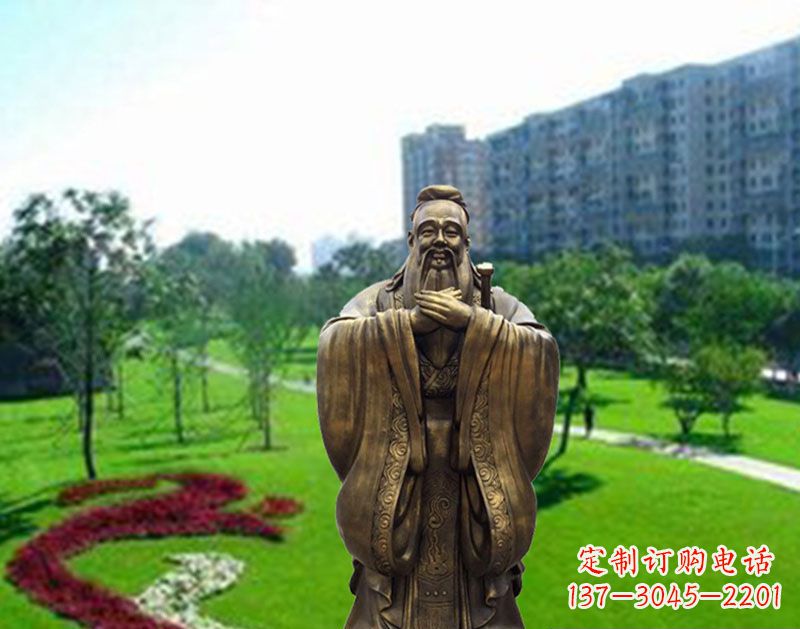 绵阳学校孔子行教像铜雕