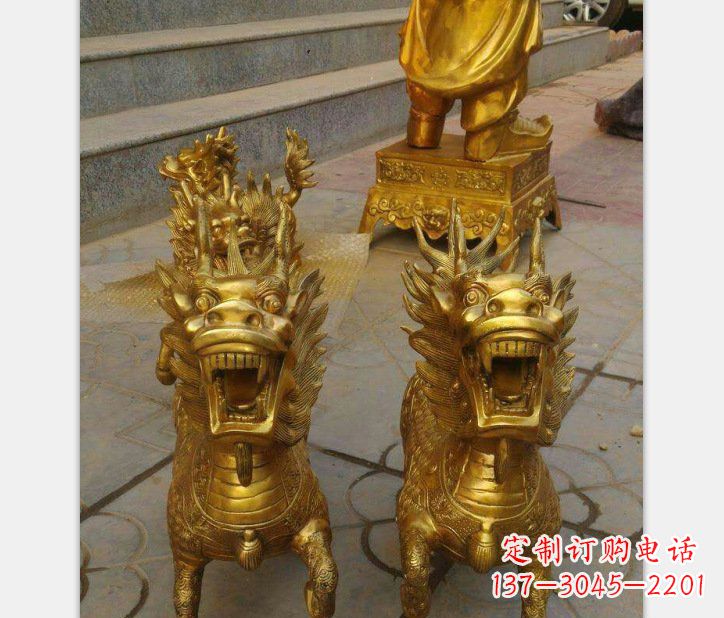 绵阳银行铜雕麒麟雕塑