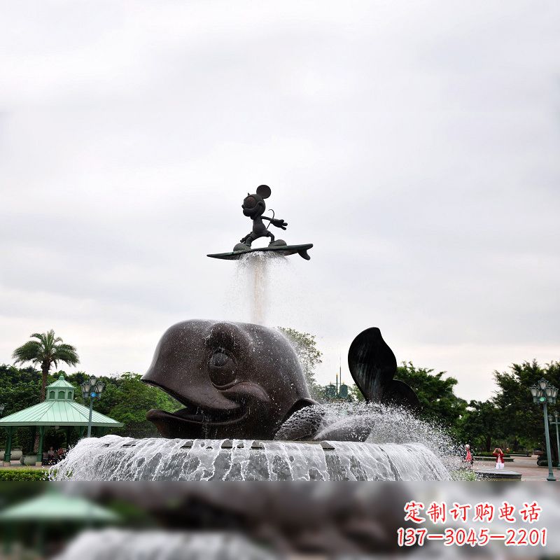 绵阳鱼和小孩水景喷泉