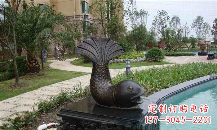绵阳鱼式喷泉小区景观铜雕