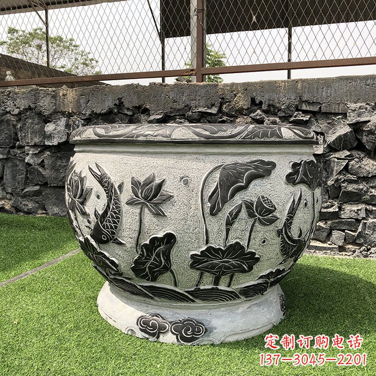 绵阳鱼纹水缸石雕