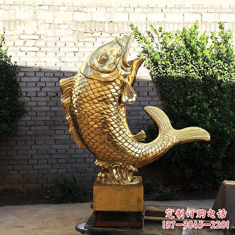 绵阳鱼跃景观铜雕-纯铜铸造企业商场动物雕塑摆件