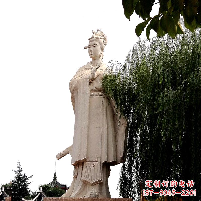 绵阳虞姬砂岩石雕-景区园林古代人物著名美女雕像