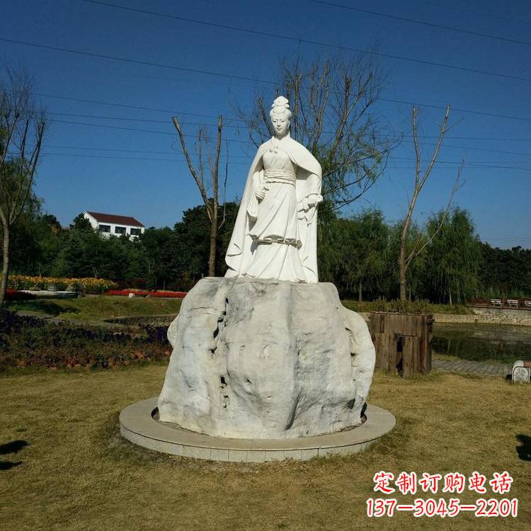绵阳虞姬石雕塑-公园历史名人楚汉时期美女雕像