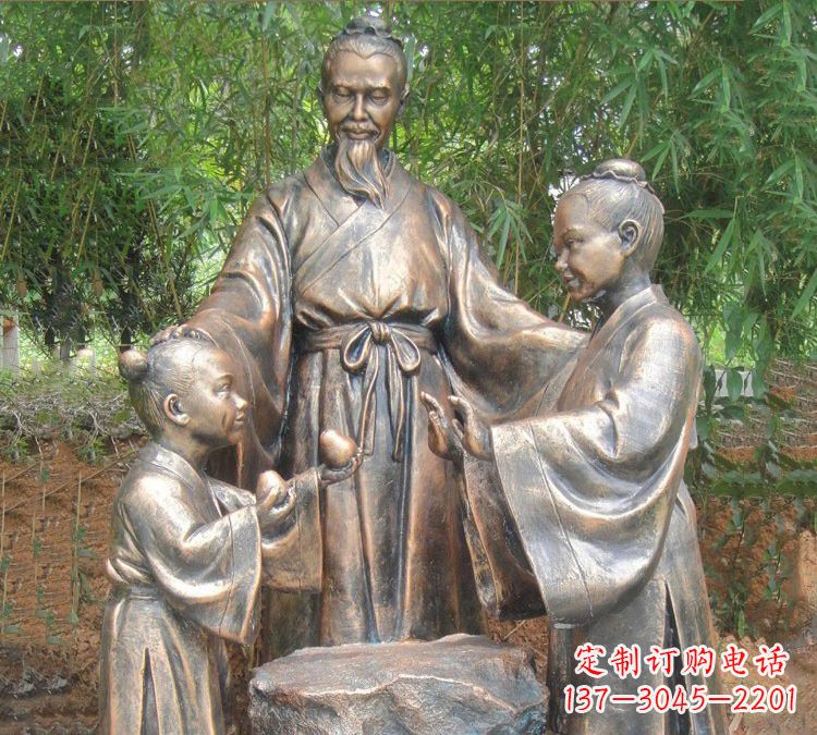 绵阳寓言故事铜雕_孔融让梨