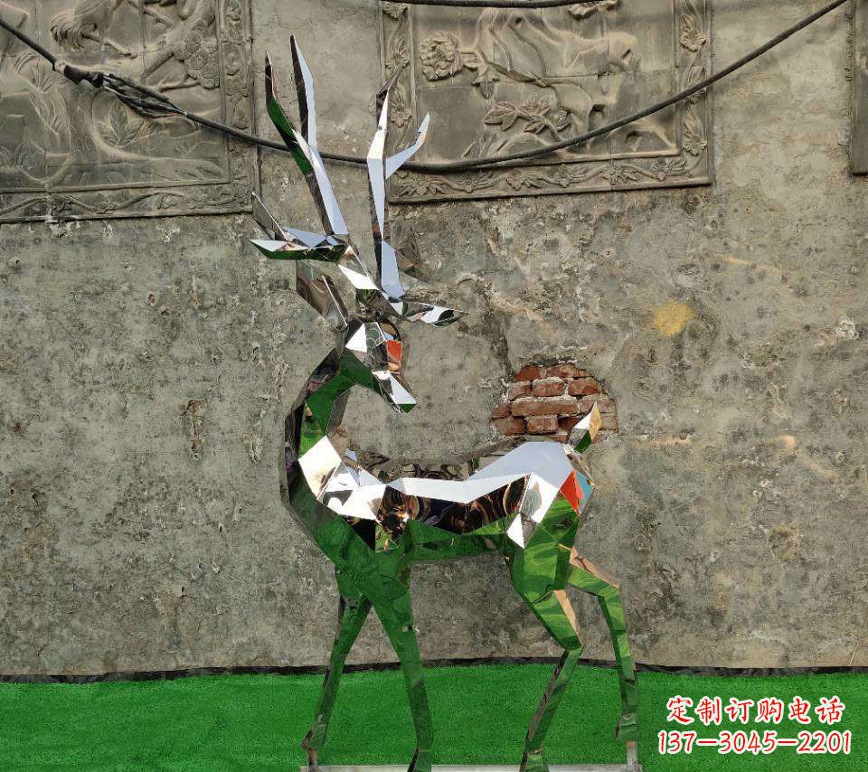 绵阳园林不锈钢抽象小鹿雕塑