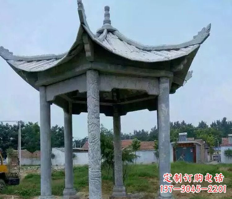 绵阳园林仿古六角凉亭景观石雕