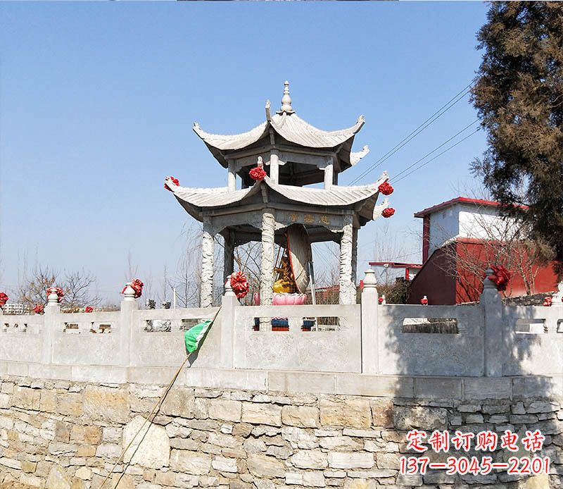 绵阳园林仿古双层石凉亭景观石雕 (3)