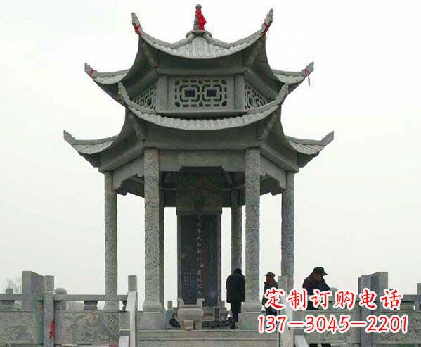 绵阳园林仿古双层石凉亭景观石雕