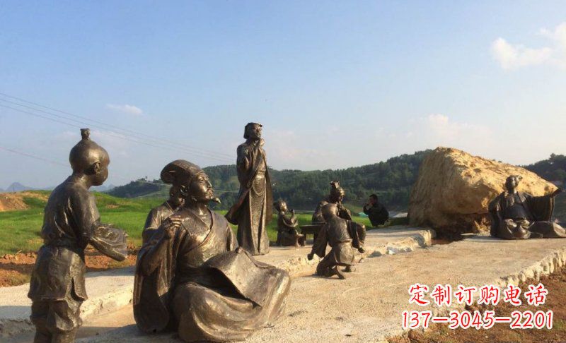 绵阳园林古代人物和玩耍的小孩小品铜雕