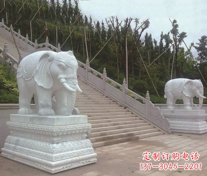 绵阳园林汉白玉大象景观石雕