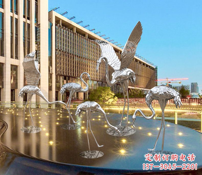 绵阳园林火烈鸟不锈钢雕塑