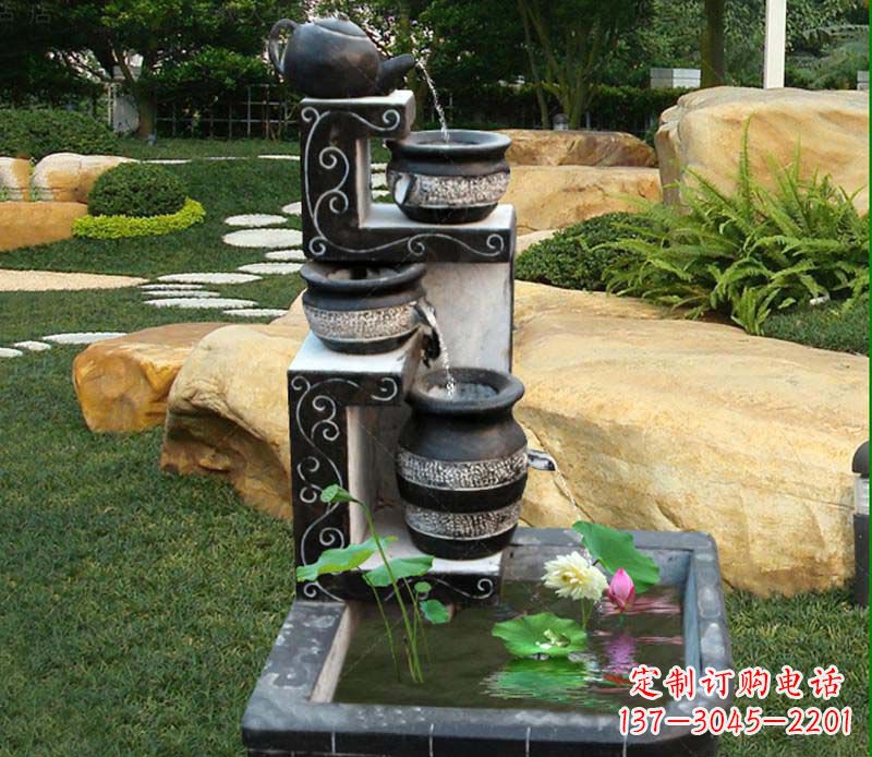绵阳园林景观茶壶流水池石雕
