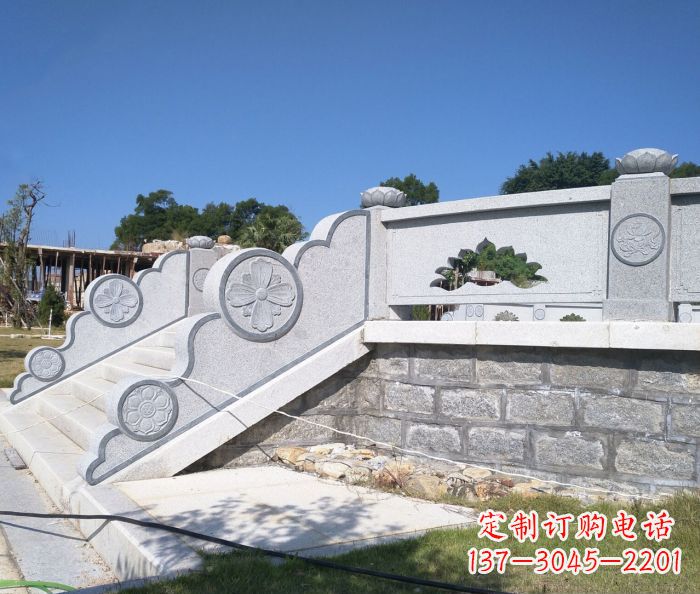 绵阳园林景观大理石镂空莲花石栏板 (2)