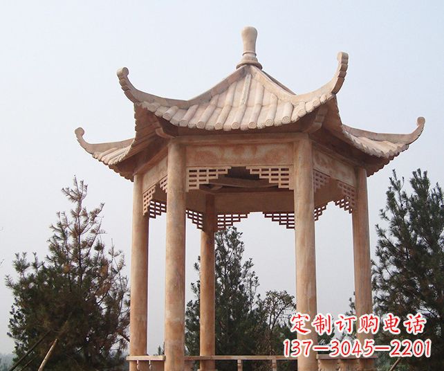 绵阳园林景观单层石雕凉亭 (3)