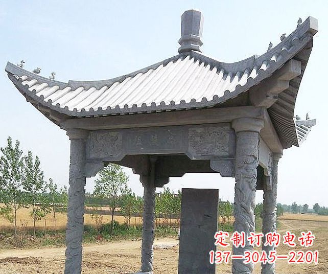 绵阳园林景观单层石雕凉亭 (4)