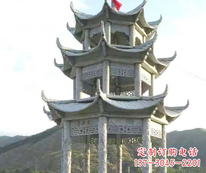 绵阳园林景观多层凉亭石雕 (3)