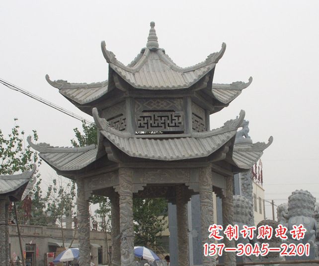 绵阳园林景观仿古石雕凉亭 (2)