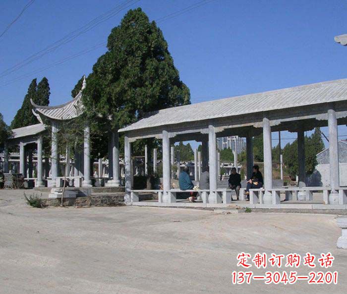 绵阳园林景观仿古石雕长廊凉亭 (2)