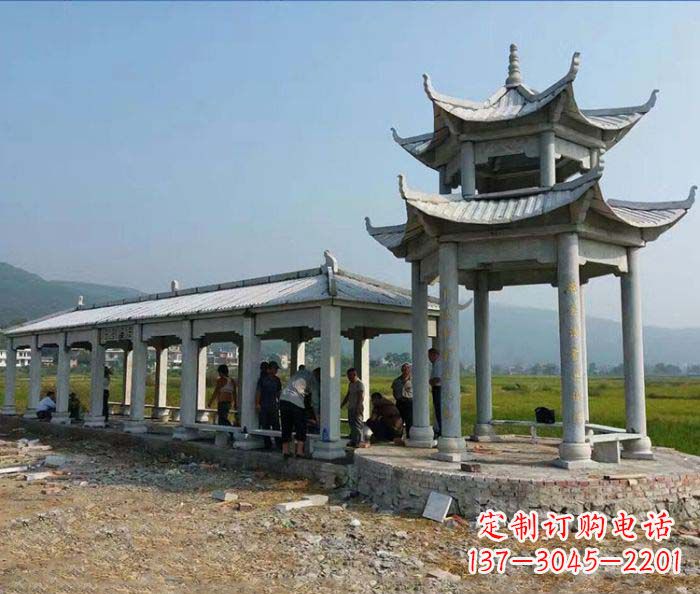 绵阳园林景观仿古石雕长廊凉亭