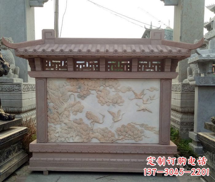绵阳园林景观松鹤石浮雕影壁