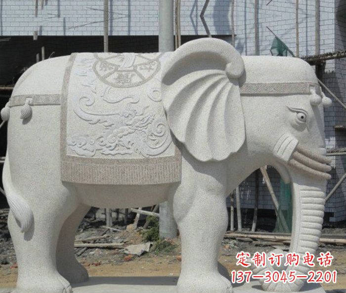 绵阳园林景观驮宝大象石雕 (2)