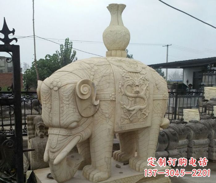 绵阳园林景观驮瓶大象石雕