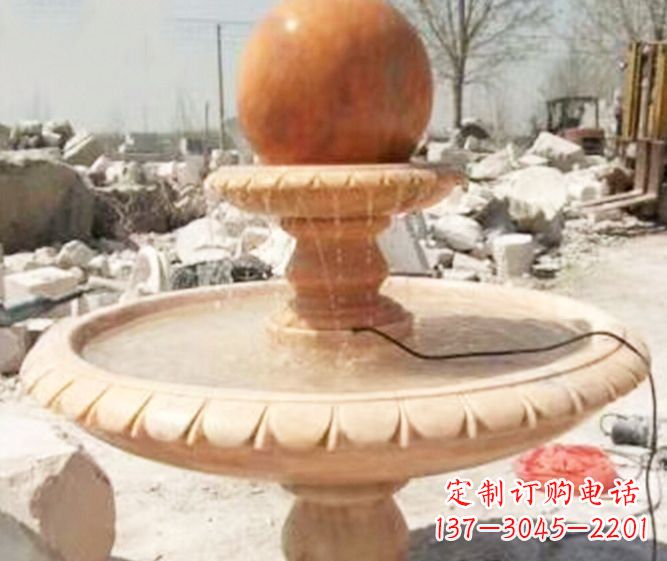绵阳园林景观晚霞红风水球喷泉石雕 (3)