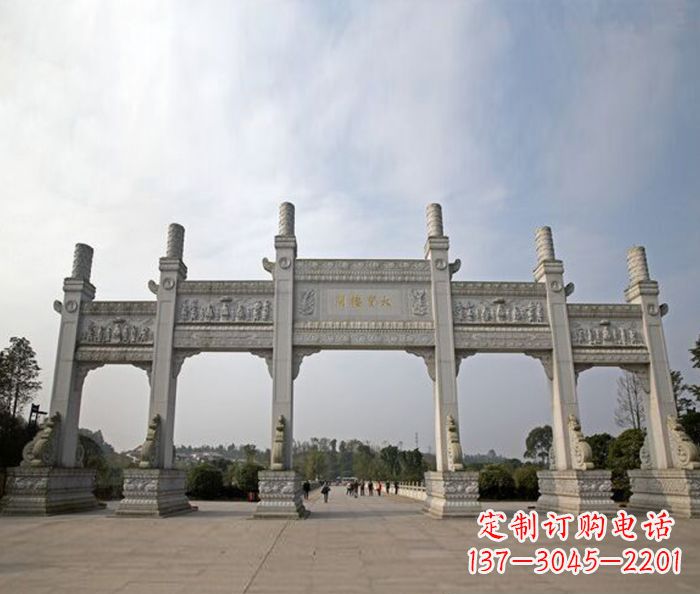 绵阳园林景观五门石雕牌坊