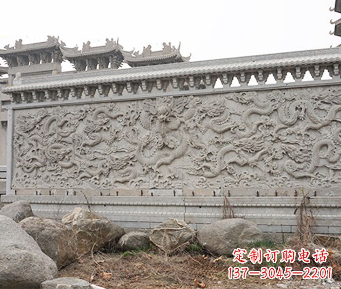 绵阳园林九龙壁石雕影壁 (6)