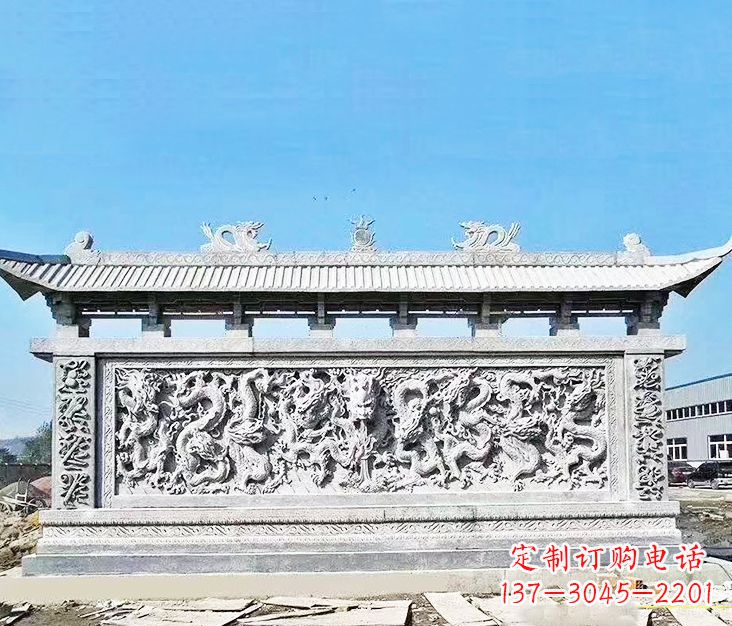 绵阳园林龙浮雕影壁墙景观石雕