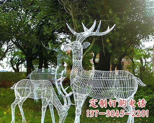 绵阳园林镂空梅花鹿不锈钢景观雕塑