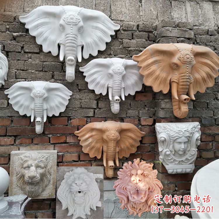 绵阳园林喷水壁挂大象头部雕塑