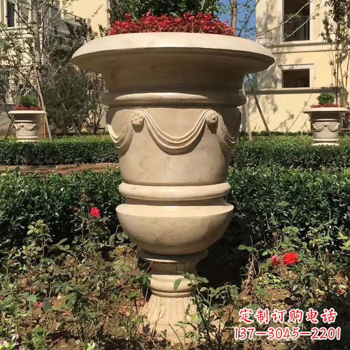 绵阳园林砂岩石雕花盆