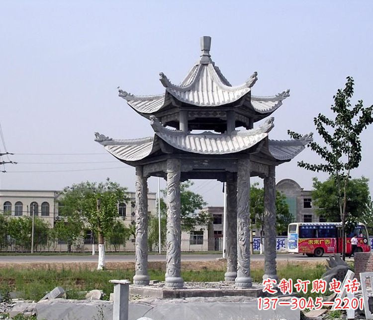 绵阳园林双层仿古凉亭石雕