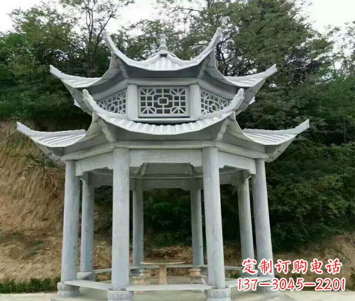 绵阳园林双层凉亭石雕 (2)