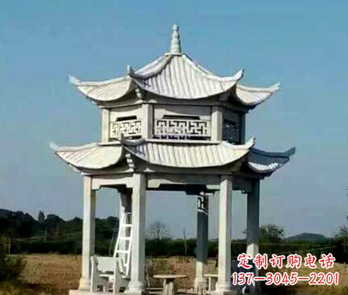 绵阳园林双层石雕凉亭 (2)