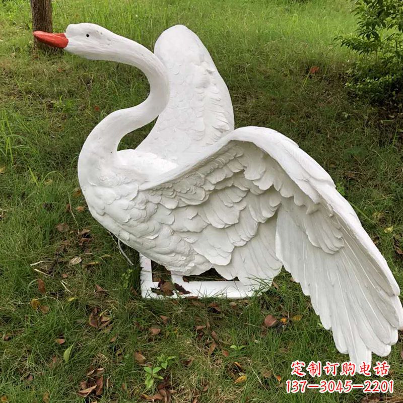 绵阳展翅飞翔白天鹅仿真发光动物雕塑