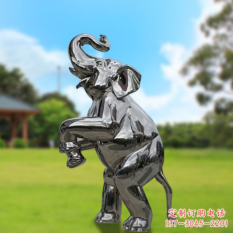 绵阳站立的不锈钢小象雕塑