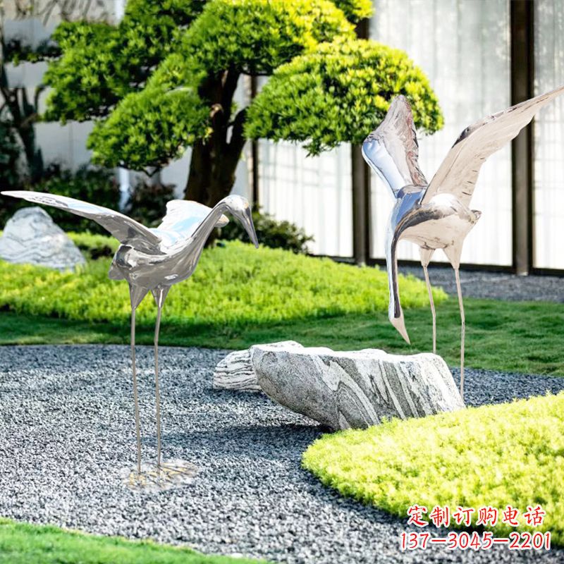 绵阳长春不锈钢动物鹤雕塑