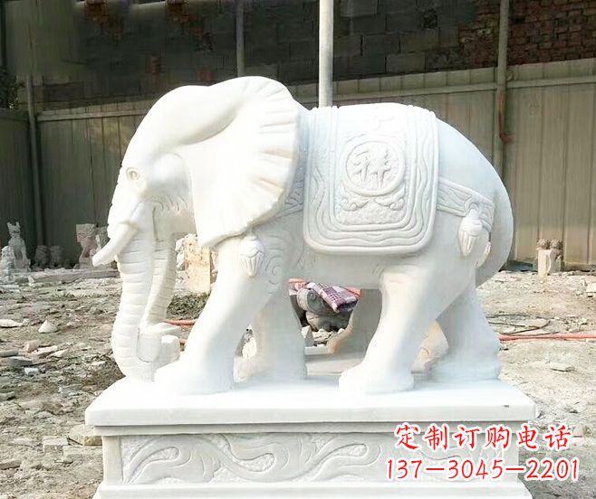 绵阳招财动物汉白玉大象石雕 (3)