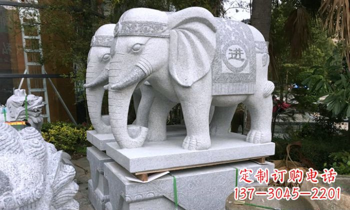绵阳招财进宝大理石门口大象雕塑