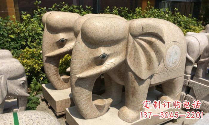 绵阳招财进宝砂岩大象石雕