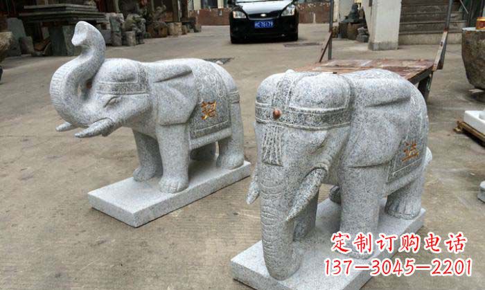 绵阳招财进宝芝麻灰大象石雕 (2)