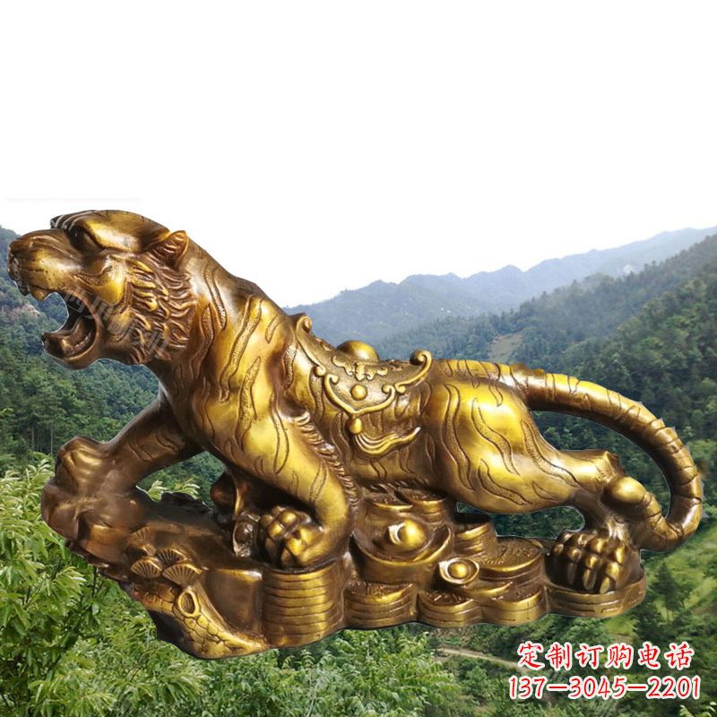 绵阳招财老虎漆金12生肖动物雕塑