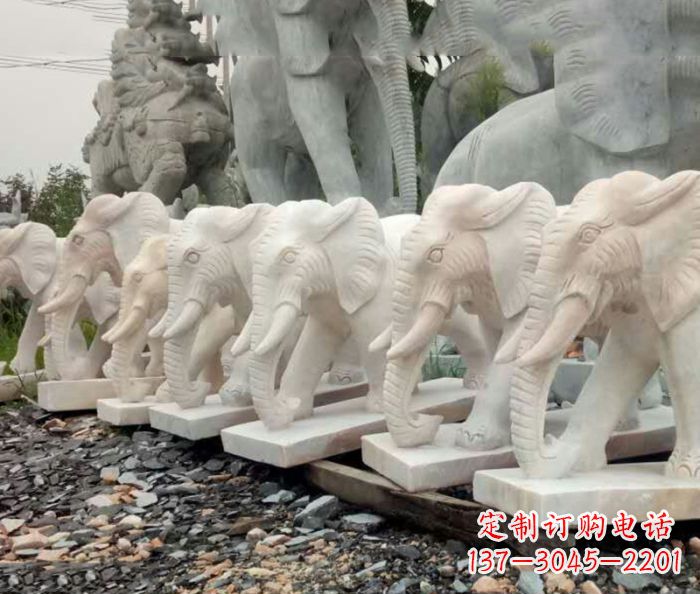 绵阳招财晚霞红大象石雕 (3)